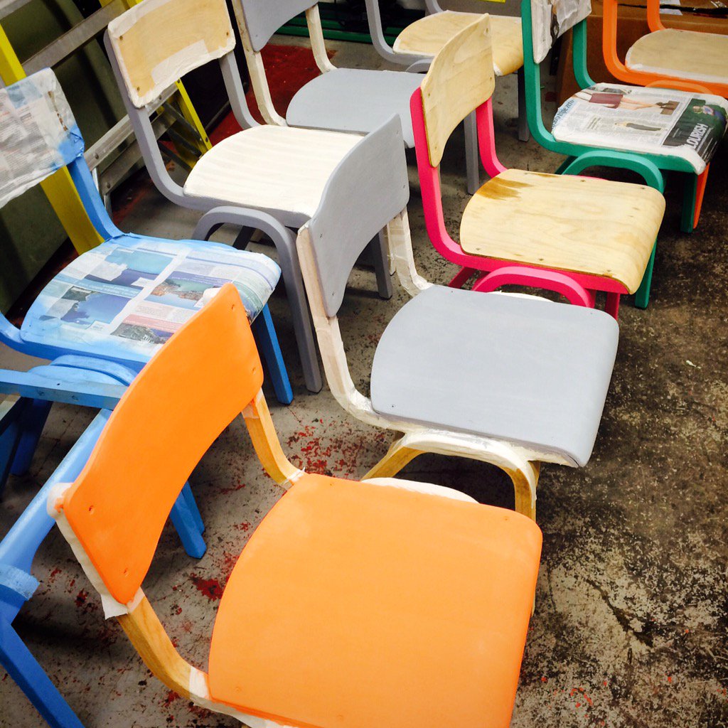 cheryl_lumley's tweet photo. Huge thanks to @MakeItRustoleum @CottamBrush for the awesome paints &amp;brushes. Chairs looking fab for @TheNestLowFell https://t.co/K2vLBs7Q5P