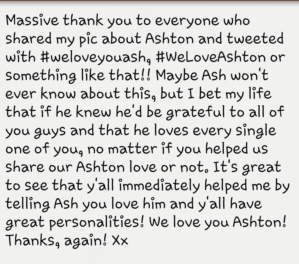 _xMichelleW_'s tweet photo. Tysm guys ❤! @5SOS @Ashton5SOS #weloveyouash #WeLoveAshton #SupportAshton https://t.co/3XXNBqK0ai