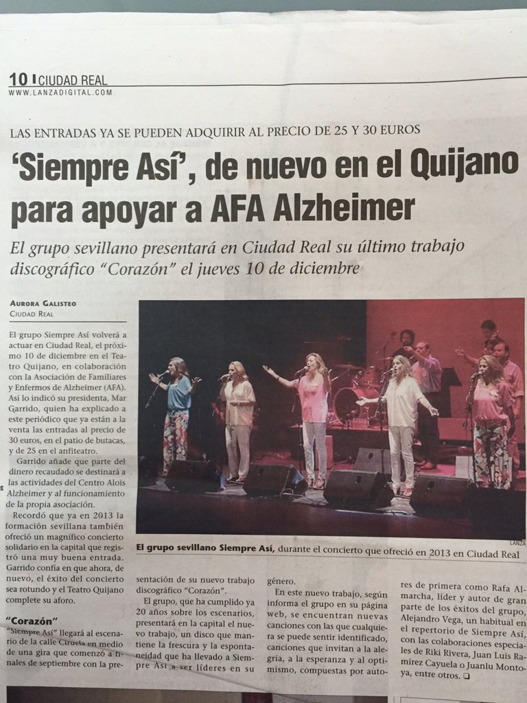 SiempreAsi_Ofic's tweet photo. Jueves 10 de dic #GiraCorazon en #TeatroQuijano de #CiudadReal En colaboración con la Asociación #AloisAlzehimer https://t.co/AU9oY7X2Zl