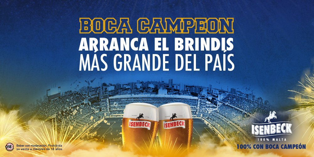 CervezaIsenbeck's tweet photo. ¡100% Malta, 100% con #Boca Campeón! https://t.co/6iGwTsWMAQ