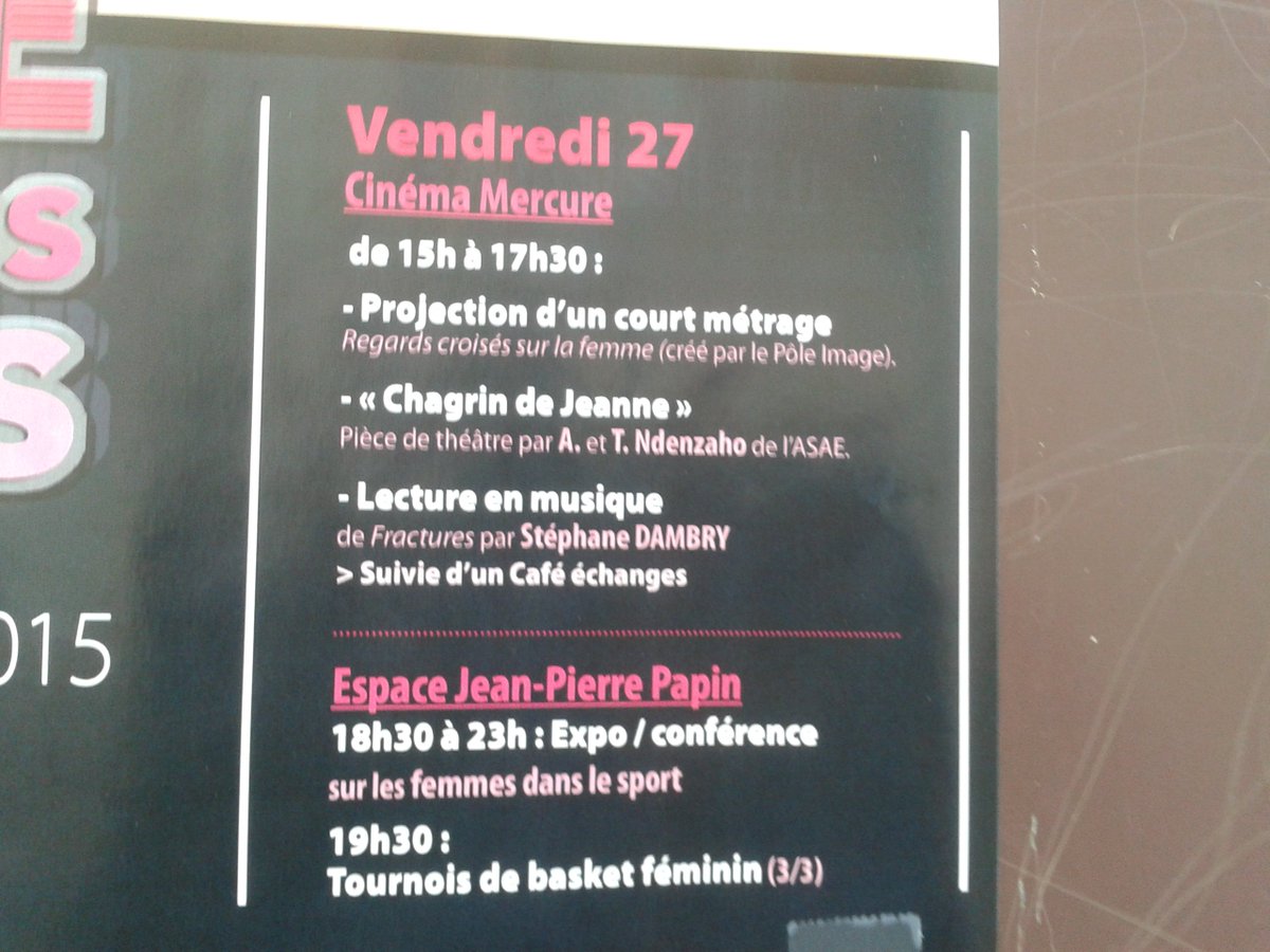 ASSOKUNDWA's tweet photo. Contre les violence sexistes :"Chagrin de Jeanne" au Cinéma Mercure le 27 Novembre 2015 à Elbeuf -sur-seine. https://t.co/odplk7ODkF