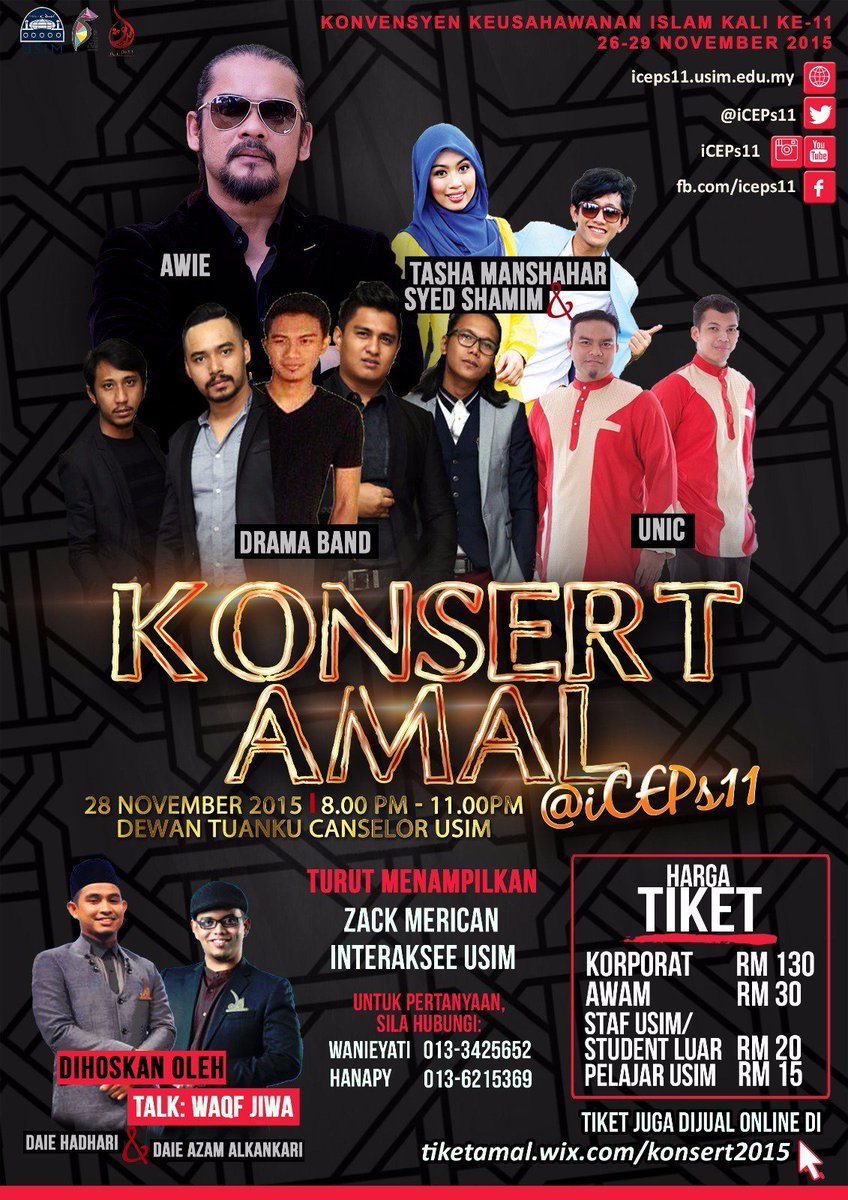 KONSERT AMAL ICEPS11 USIM
28 NOV 2015
Get your tickets now!