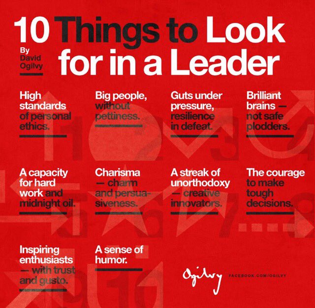 LewisPugh's tweet image. 10 Things to Look for in a Leader, by David Ogilvy.