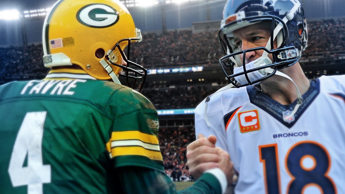 espn's tweet photo. Broncos stay perfect as Peyton Manning ties Brett Favre for most wins by a starting QB in NFL history (186). https://t.co/vSzAQ2FEDO