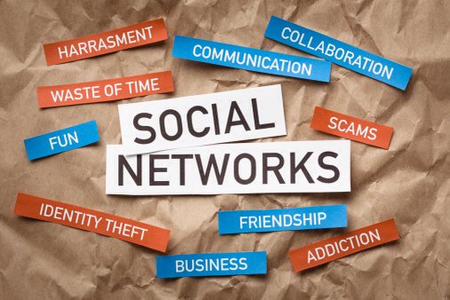 cmfisher2016's tweet photo. Is social media positive or negative? Look at the things listed in the picture. What would you add/change #MUCOMM234 https://t.co/BvWRFiKyAh