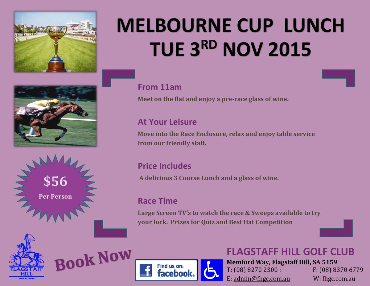 Race Day Booked Out. Fine Food &amp; Wine for all our guests. Good luck punters.<a href="/FlagstaffGolf/">Flagstaff Hill Golf</a> #MelbourneCup