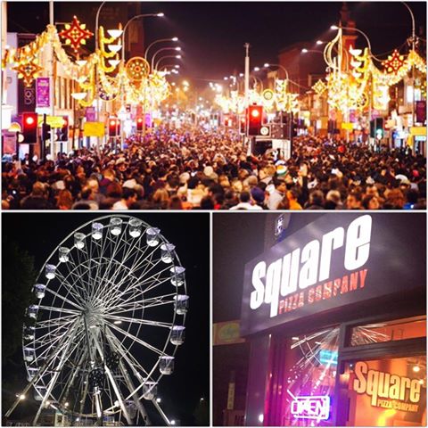 SquarePizzaCo's tweet photo. #Diwali Light Switch-on Celebrations from earlier tonight! #BelgraveRoad #WheelOfLight #SquarePizzaCo #Leicester π‘ππ https://t.co/GVzx8L9Q27
