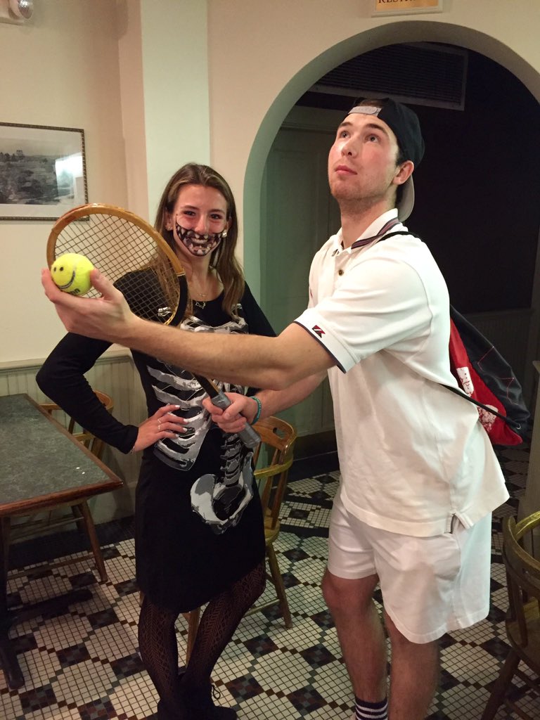 jessperkinss's tweet photo. I met John McEnroe last night and and thought it would be quite "humerus" to take a picture with him #punny 🎃👻🎾 https://t.co/OCS6BG3Yk6