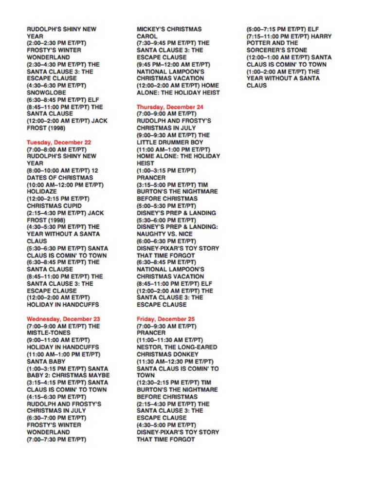 ABC FAMILY'S 25 DAYS OF CHRISTMAS SCHEDULE😍🎄🎅❤️💚