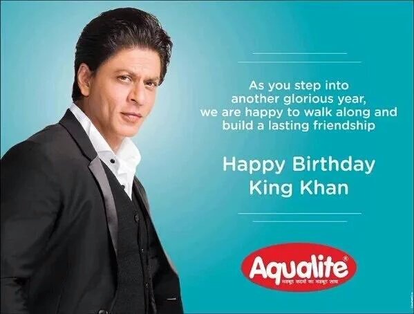Acqalite Wishing Shah Rukh Khan a Happy birthday - New Ad print.
SRK Day 