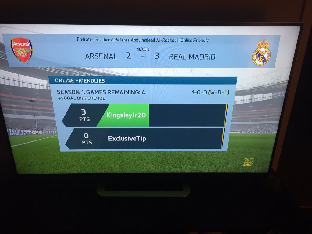 KingsleySC's tweet photo. Gave @De6rasse the L in FIFA last night. My 1st match online. Who else needs that action? #SleightWork https://t.co/cUpO162duz