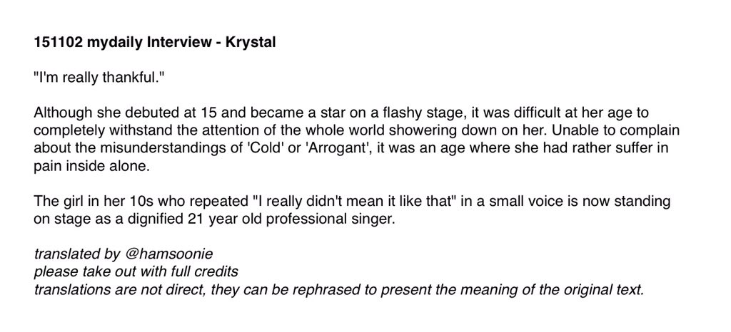 hamsoonie's tweet photo. please take the time to read this very touching + truthful article/interview about Krystal Jung 💕 https://t.co/kUHSnq5Suu