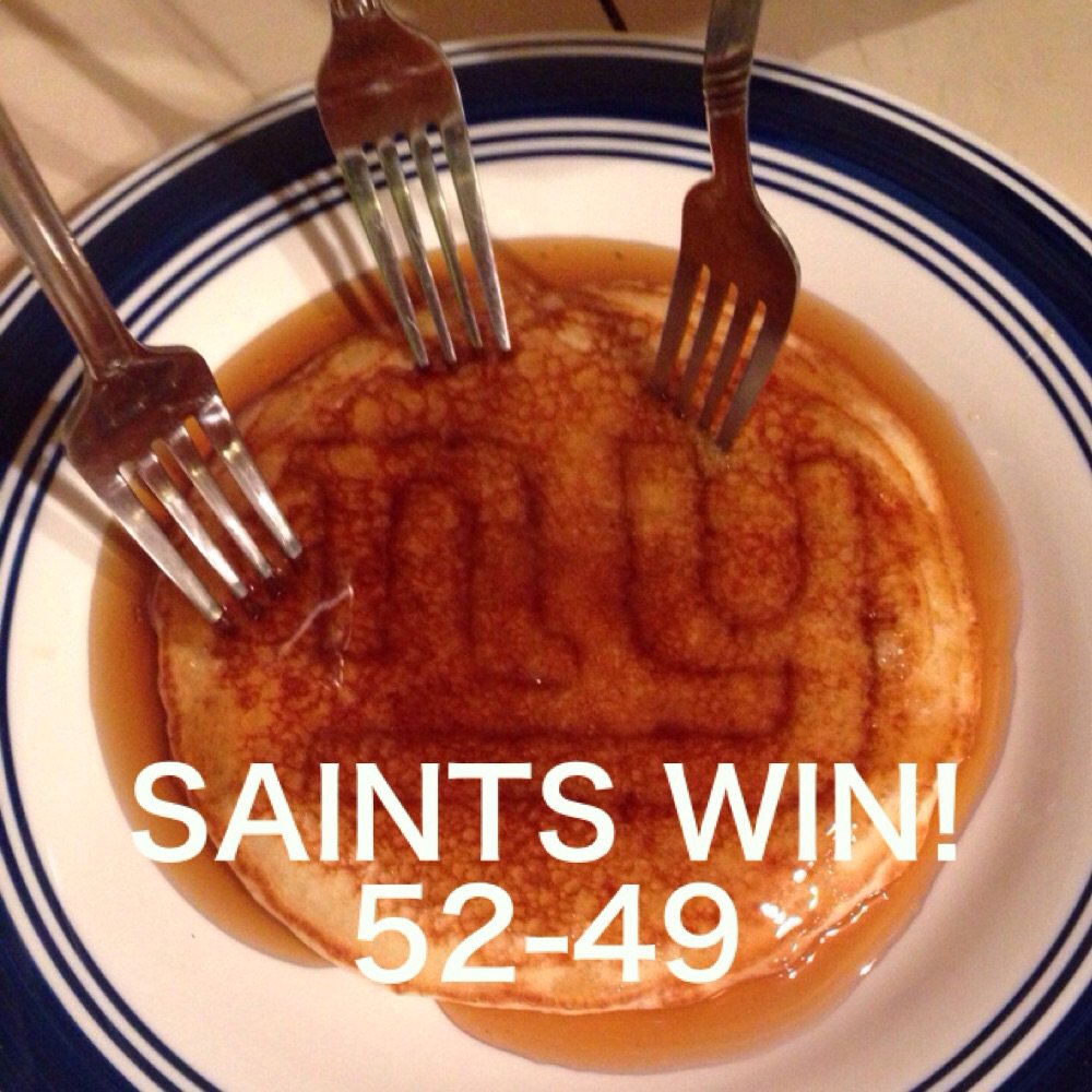 WhoDatPancakes's tweet photo. We're Back!
RT @GamedayPancakes: That's all I'm gonna say about Dat.
#whodat
#saints
#bestfans
#NYGvsNO https://t.co/4gE3flT8Pr