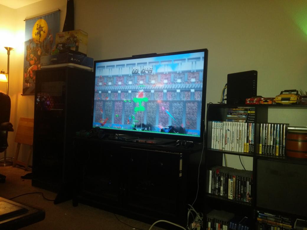 ActuallyAGoat's tweet photo. .@TOO_DX explosive chaos, four players. Start the match, move one character, set down controllers, place bets! https://t.co/9Tp8DOzSNJ