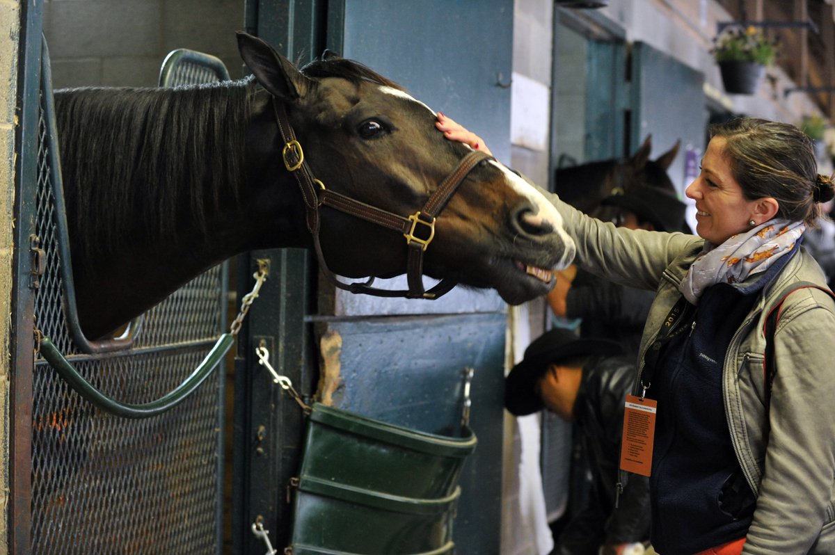 .<a href="/PenelopePMiller/">Penelope P. Miller</a> meeting Lava Man this morning at Keeneland.