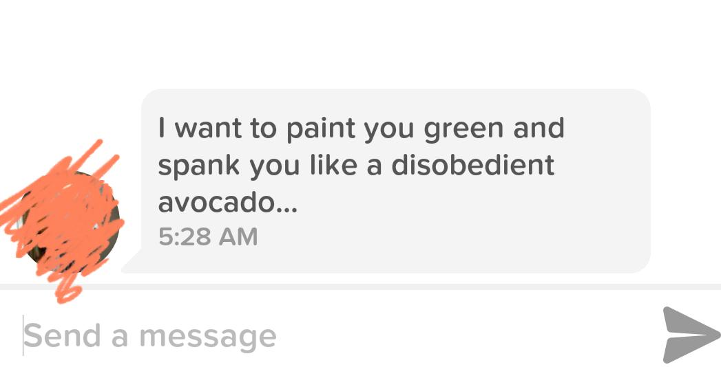 AllByOurselves's tweet photo. How does he know that I like #guacamole? #tinderboys #tinder https://t.co/3mtbj2GY3J