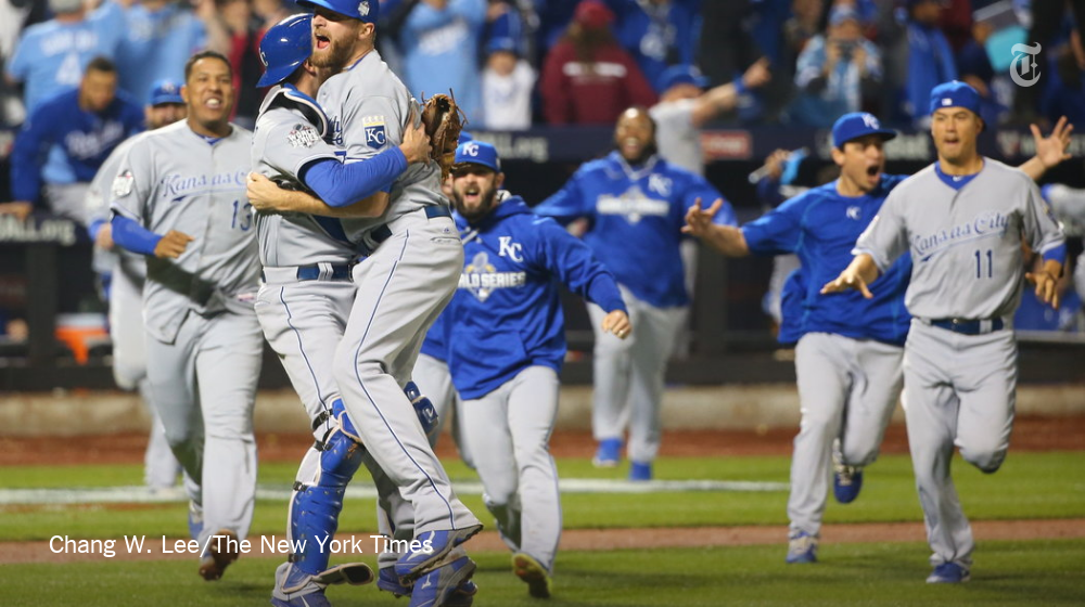 nytimes's tweet photo. The Kansas City Royals won their second World Series and first since 1985 https://t.co/bbH44JnfSv https://t.co/L1Cn1ys1FE