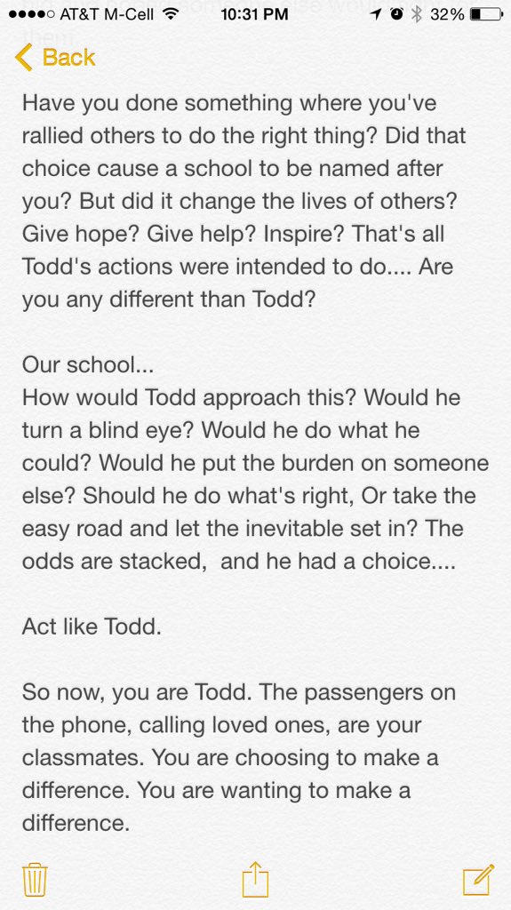 GrahamBeamerPE's tweet photo. When you #ActLikeTodd you stand up for what you know is right. (Notes from a mentor training a couple years ago.) https://t.co/u6GsjuYg5e