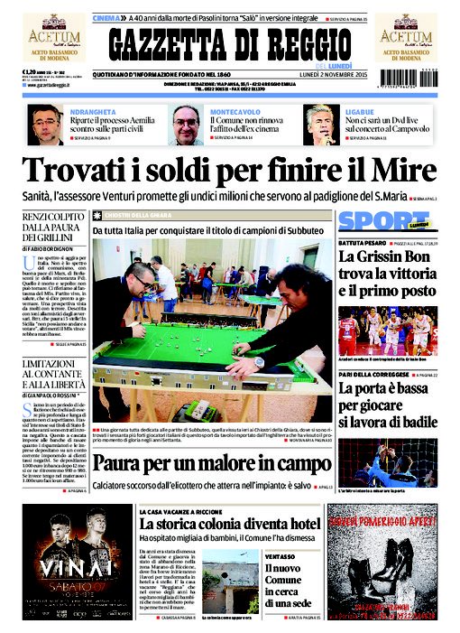gazzettaReggioE's tweet image. La #primapagina di oggi