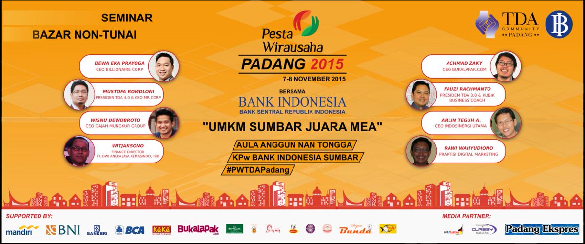 Daftar daftar daftar ... Event utk <a href="/SocMedSUMBAR/">Social Media Sumbar</a>  <a href="/TDAPadang/">TDA Padang</a>  terbesar tahun ini. Cc: <a href="/TanganDiAtas/">Komunitas Pengusaha Tangan Di Atas (TDA)</a> <a href="/infoSumbar/">SUMBAR</a>