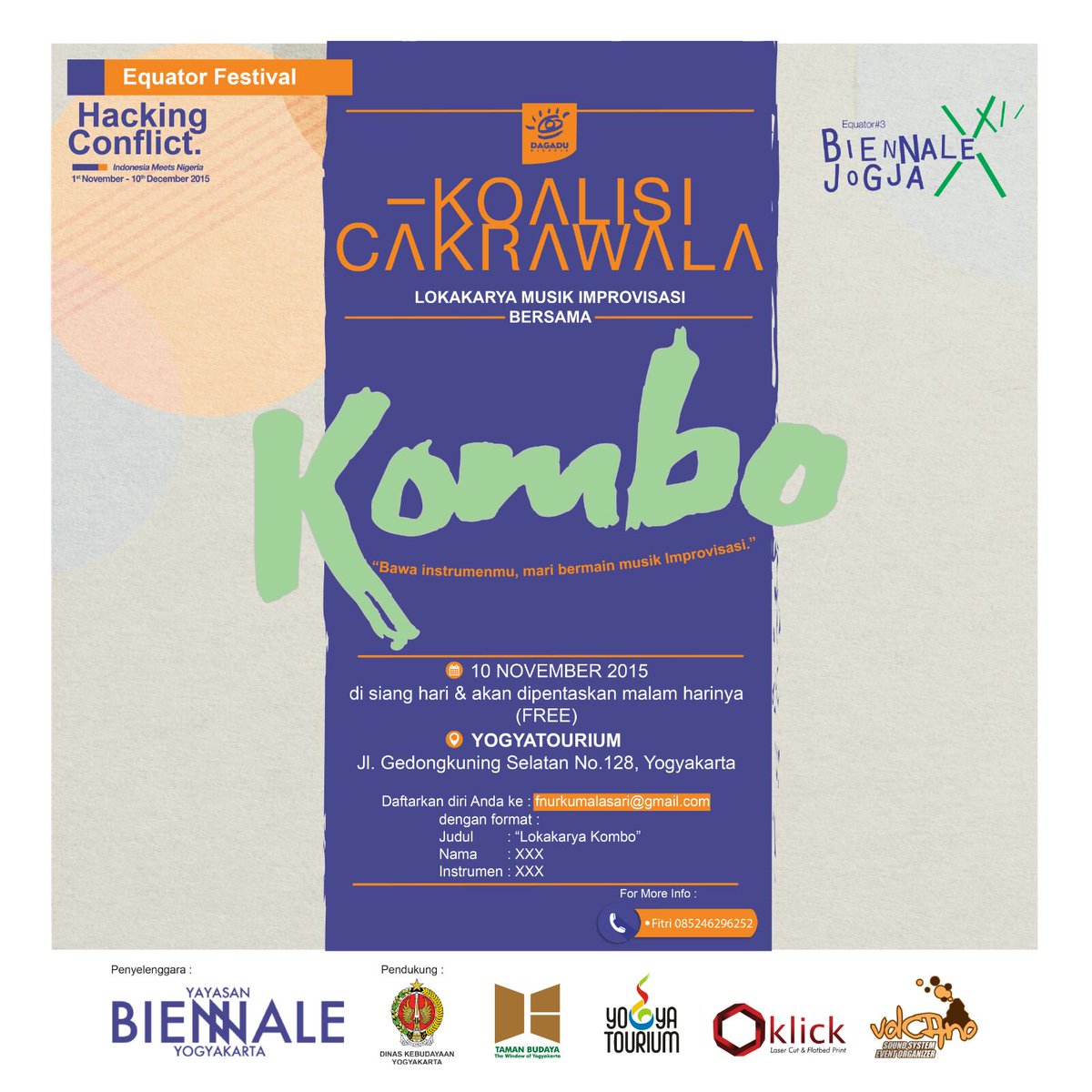 Kombo turut serta dalam Koalisi Cakrawala, salah satu subprogram dari pagelaran utama <a href="/BiennaleJogja/">Yayasan Biennale Yogyakarta</a>.