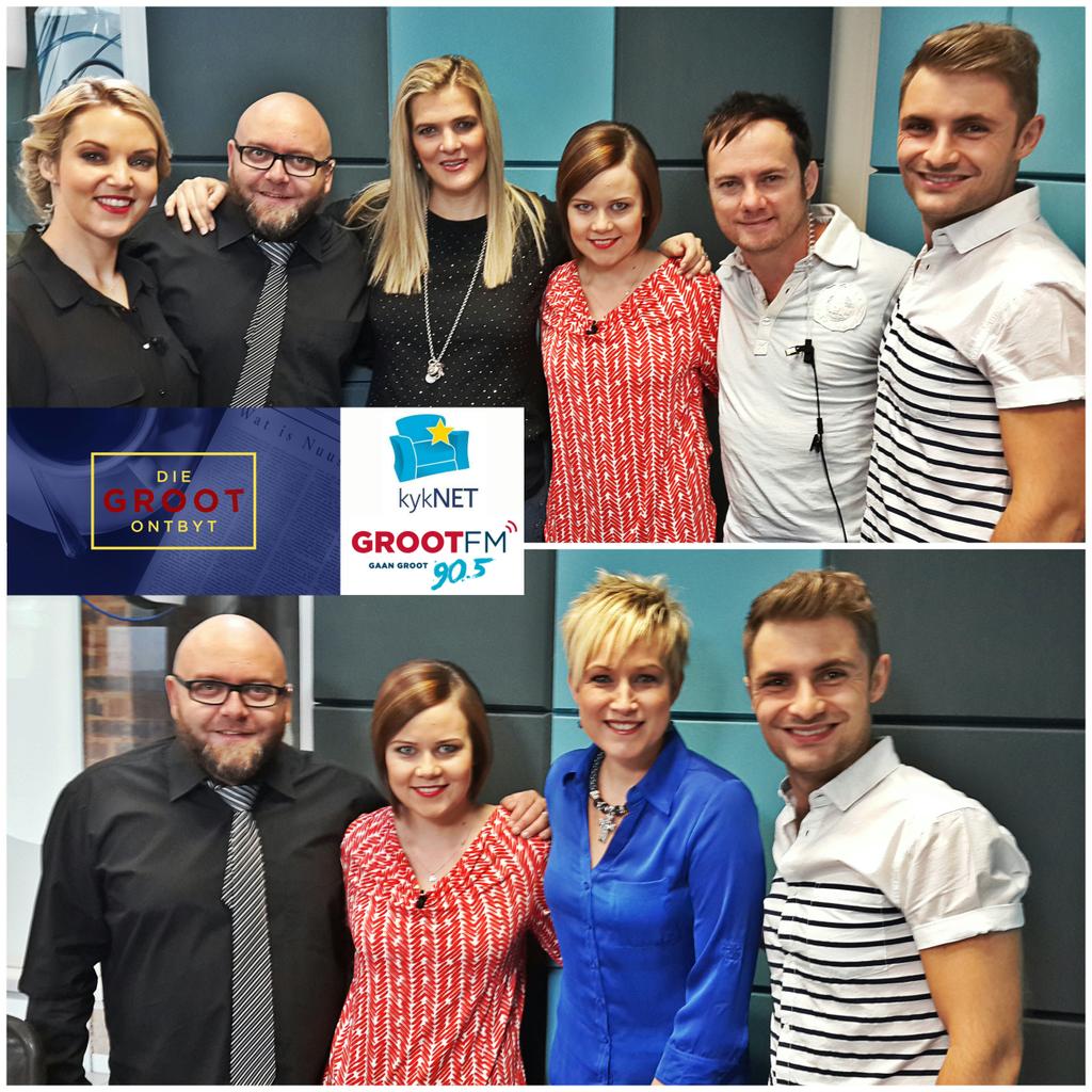 GrootFM's tweet photo. #GROOTontbyt @kykNETtv  Ons skop ons #GoeieNuusWeek af. Hier is vandag se gaste. https://t.co/NVYeKf2LT1