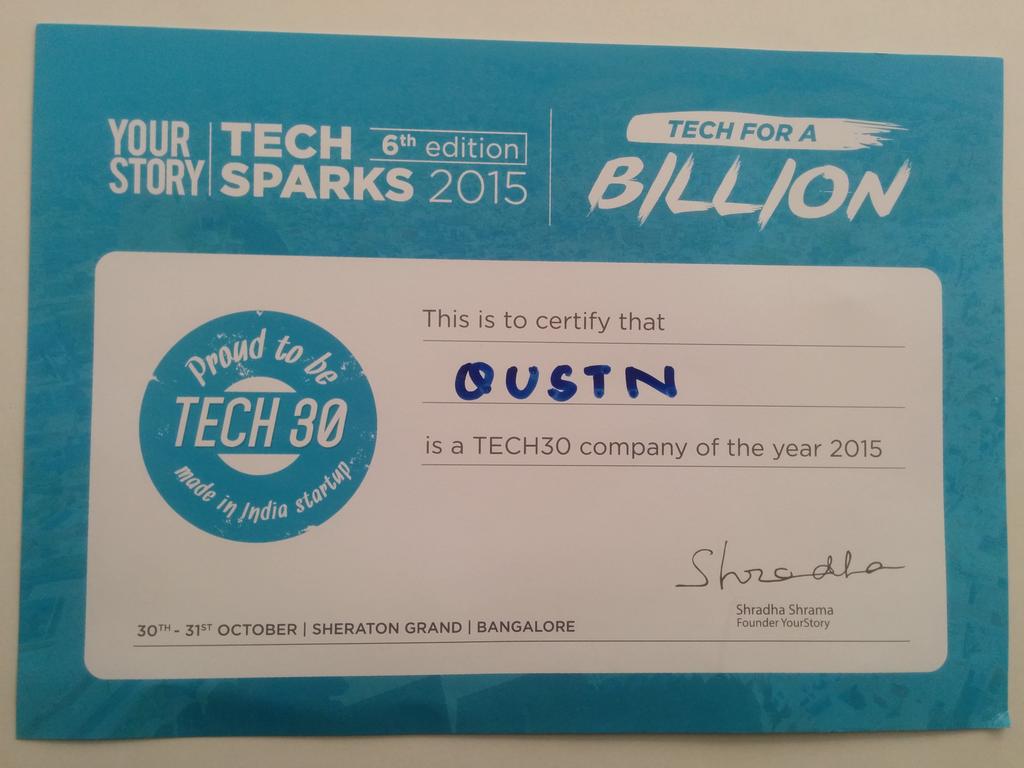 Way to go @QustnTech !!
