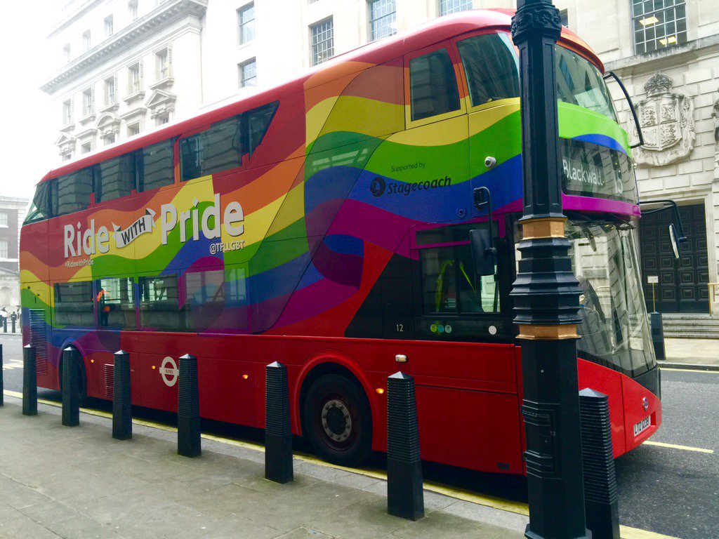 Bexbiscuit's tweet photo. @Bexbiscuit: Thanks  @TfLLGBT for some lovely colour on a grey Monday morning https://t.co/4LlrPrseTY