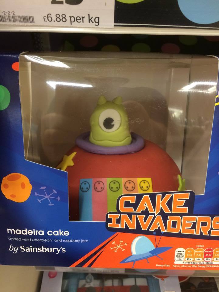 CAPinventions's tweet photo. Dear @sainsburys a customer sent us this photo. They thought it was an @Odbolz toy cake. #ManicMonster https://t.co/81Ygu8x0Yq