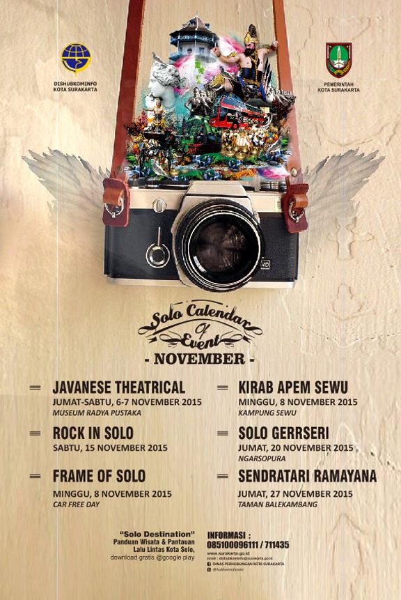 Solo Calender of Event November 2015 : Javanese Theatrical, RIS, Frame of Solo, Kirab Apem Sewu, Sendratari
