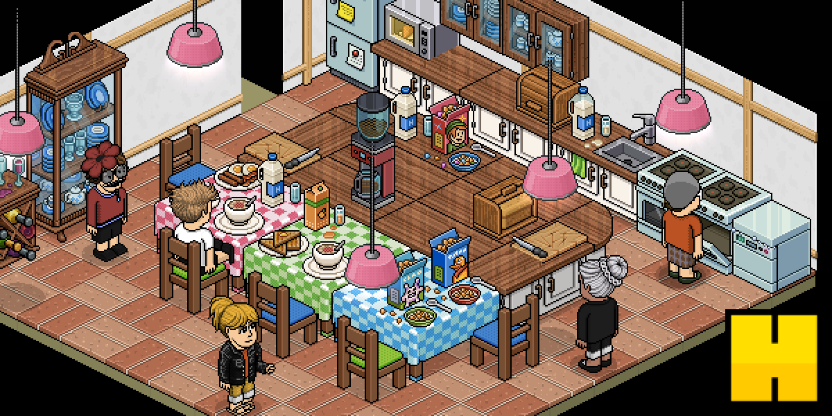 Habbo's tweet image. The #CosyKitchen #furni line is now LIVE! Go check it out: hab.bo/1M15DDv