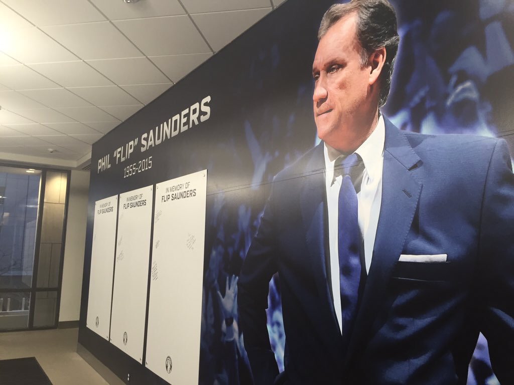 Twolves_PR's tweet photo. Unveiled this am, fans are invited to the Mayo Clinic Square skyway level to share their memories of Flip Saunders. https://t.co/afnUoUqgnz