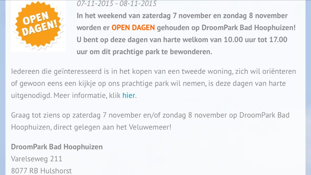 U bent komend #weekend uitgenodigd op onze open dagen!droomparken.nl/badhoophuizen/…