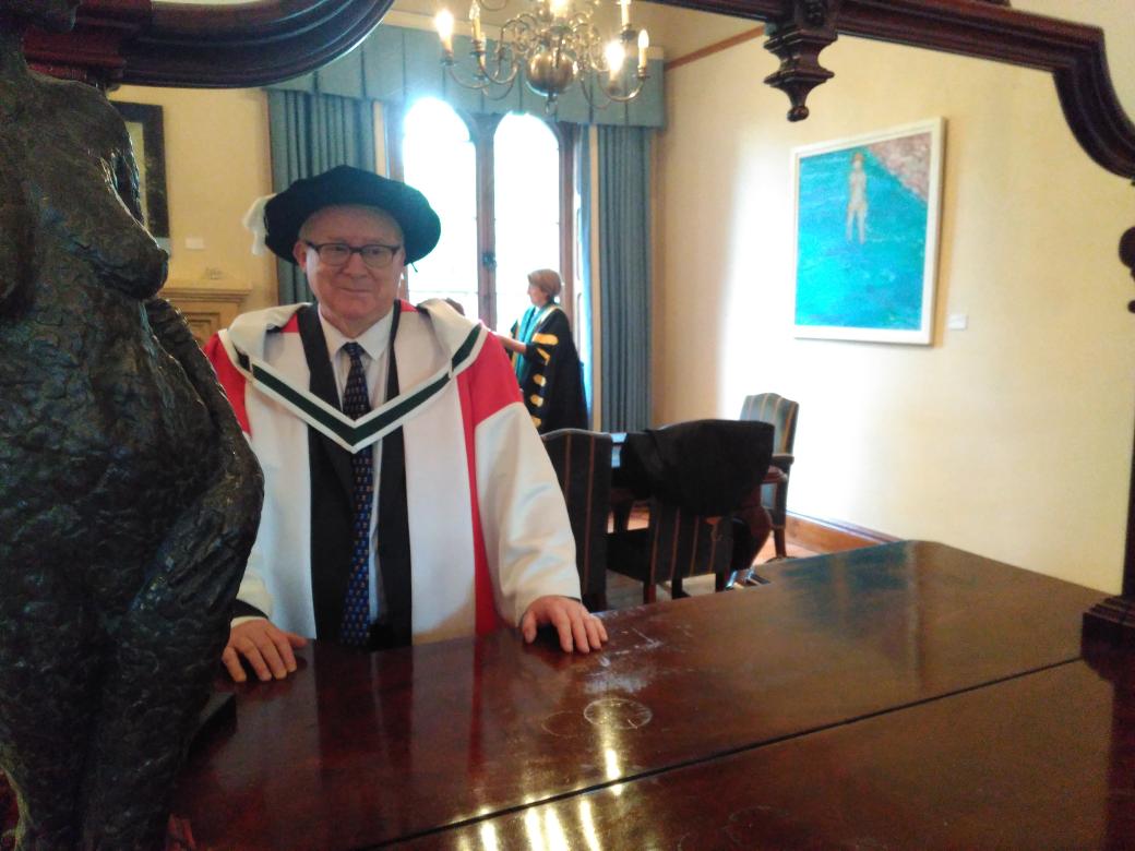 UCC's tweet photo. UCC Professor Des MacHale, Boole's first biographer, will today be conferred with a Doctor of Literature. #Boole https://t.co/9DMj5DeeEz