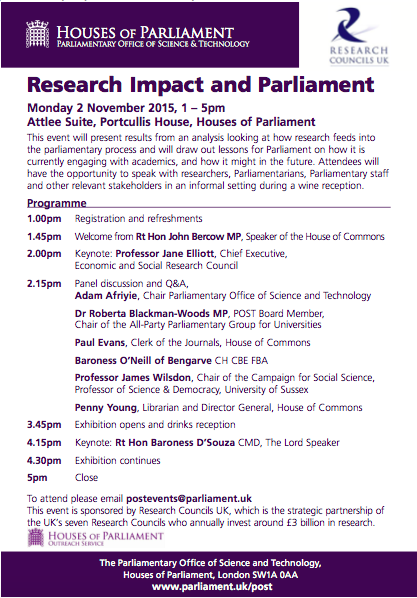 EvidencePolicy's tweet photo. Here's the programme for today's @POST_UK event on research impact #POSTRIAP https://t.co/tbhFGUt3Jd