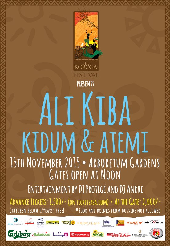 KorogaFestival's tweet photo. The #KorogaFestival is back! Featuring @OfficialAliKiba @KidumKibido @Atemidiva

Save the date: 15th November 2015 https://t.co/m3scBSB1HF