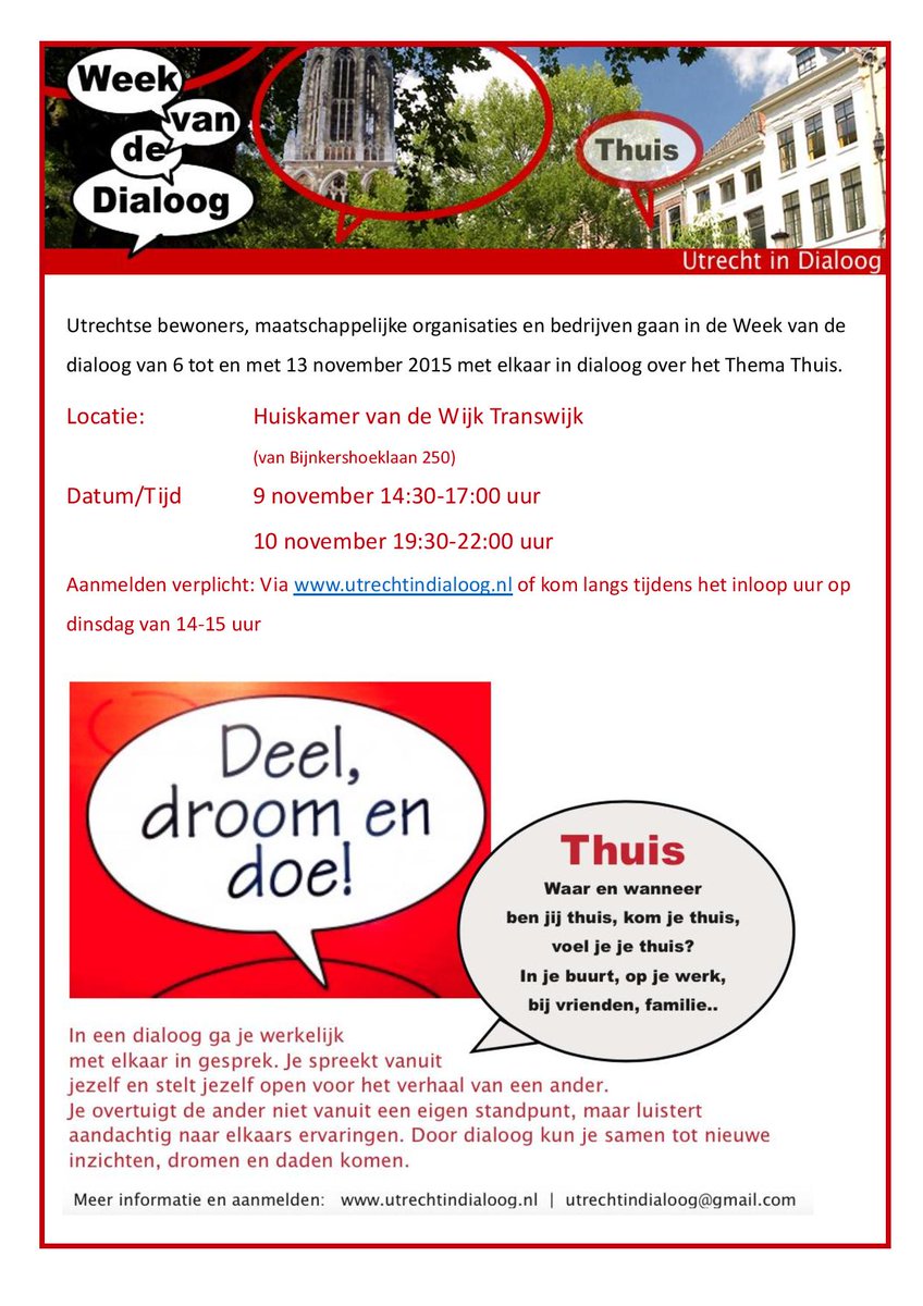 Vergeet jezelf niet in te schrijven voor de #weekvandedialoog, ook in <a href="/HTranswijk/">Huiskamer Transwijk</a> #transwijk #thuis #dialoog