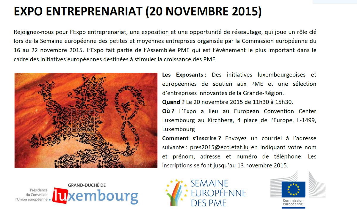 Sme2015Lu's tweet photo. Join us for the Entrepreneur Expo - "Lifecycle of a Company" on 20 November 2015 at the SME Assembly in Luxembourg https://t.co/9w70yFxL9p