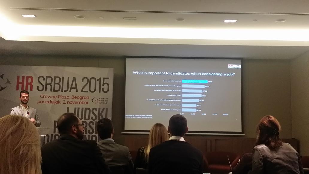 anchytza's tweet photo. Work/life balance prvi na listi bitnih stvari ljudi u Srbiji pri izboru posla #HRSrbija2015  @stefkaradzic https://t.co/FoMlL3SPtg