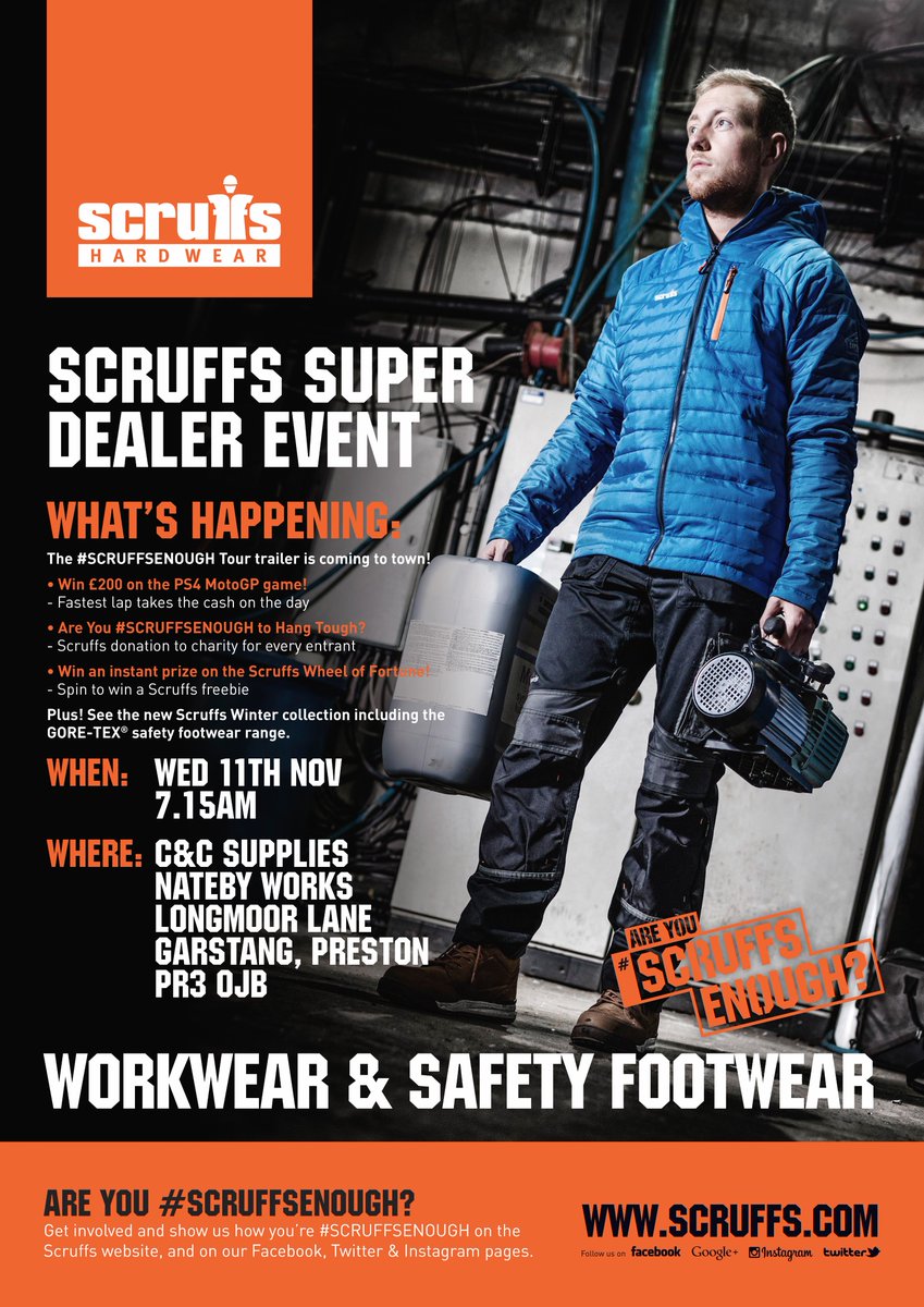 CandCSupplies's tweet photo. 11.11.15 find out if you're #SCRUFFSENOUGH Hang Tough, PS4 MotoGP Game &amp; Scruffs Wheel of Fortune @scruffsworkwear https://t.co/kVgbBafQ7F