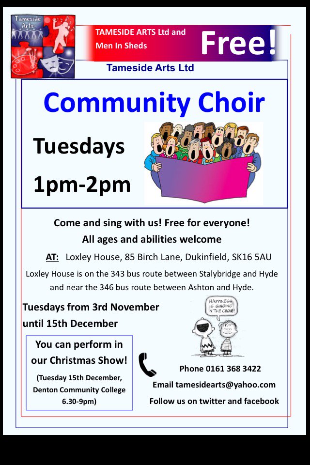 TamesideArts's tweet photo. I feel a song coming on. Join us it will be great and free to all https://t.co/pUKbyhaPRn