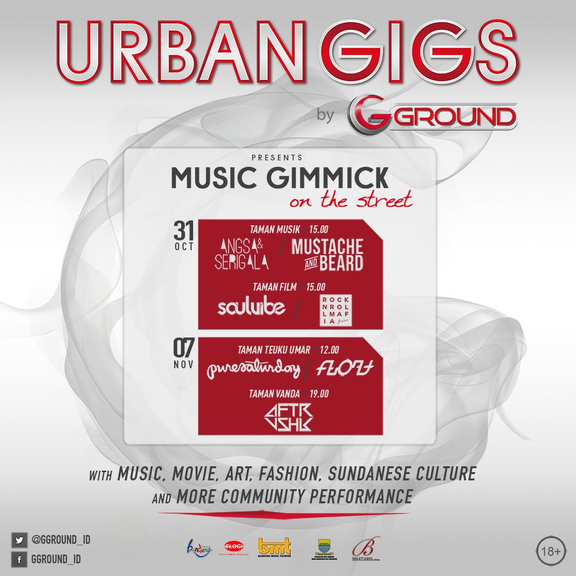#UrbanGigs by #GGround, Music Gimmick On The Street on 7 Nov at Bandung! Check the venue, save the date!