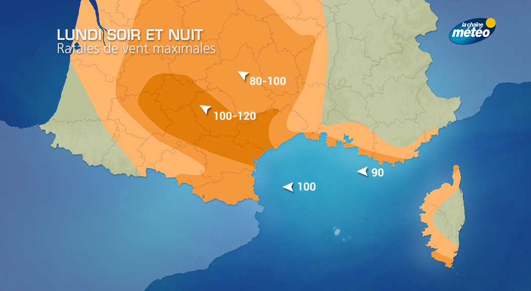Vent d'#autan #tempétueux : les prévisions pour la soirée et le début de nuit... #toulouse #albi #castres #lauragais