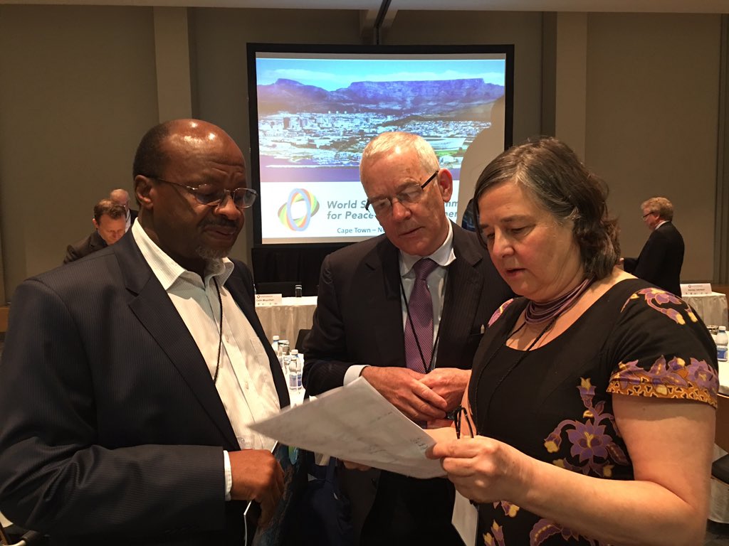 SportsValues's tweet photo. Behind the scenes: 3 @IntlShintoFdn Directors: @patlakath, Amb. Brendan Scannell, &amp; Rev. Ishmael Noko at #2015WSVS https://t.co/CYHrxO39B0