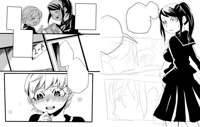 息抜きに漫画描いてたけど、味気ない百合になったのでやめた供養
セリフも入れてない 