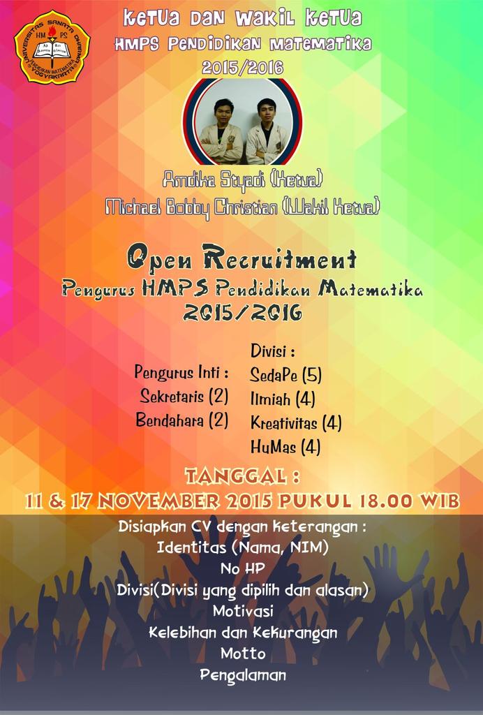 Ayo warnai dan maknai hidupmu dengan bergabung menjadi pengurus HMPS Pmat periode 2015/2016!