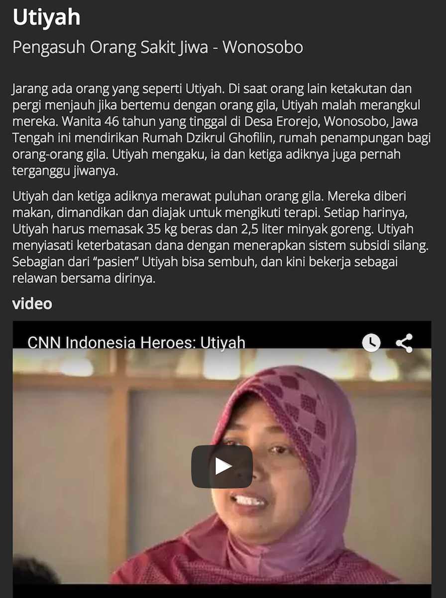 Kenali lebih dekat sosok Utiyah dalam #CNNIDHeroes. Vote di microsite.cnnindonesia.com/heroes!