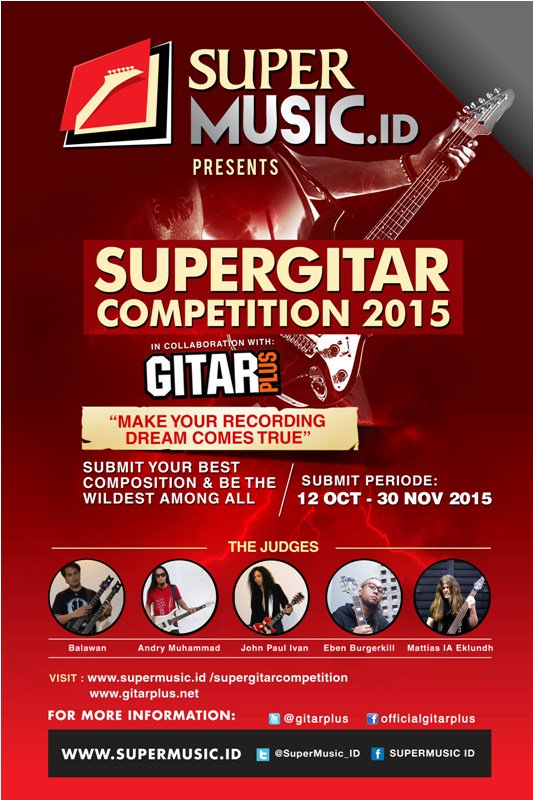 Buat para gitaris buruan gabung #SGC2015 tunjukin kreatifitas dan karya lo! supermusic.id/supergitarcomp…