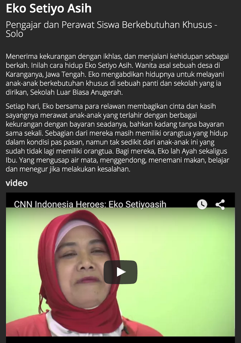 Kenali lebih dekat sosok Eko Setiyo Asih dalam #CNNIDHeroes. Vote di microsite.cnnindonesia.com/heroes!