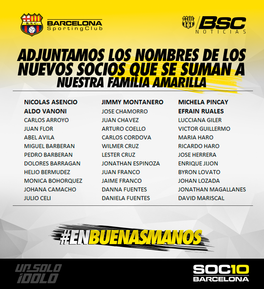 sociosbsc's tweet photo. Seguimos sumando más Socios a nuestra #FamiliaAmarilla. Bienvenidos! | Juntos fortaleceremos al Club #EnBuenasManos https://t.co/uKi2T22GDq